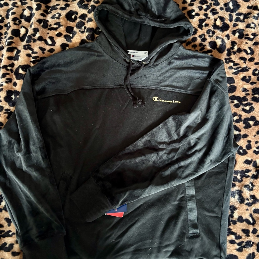 Champion Black Velour Hoodie